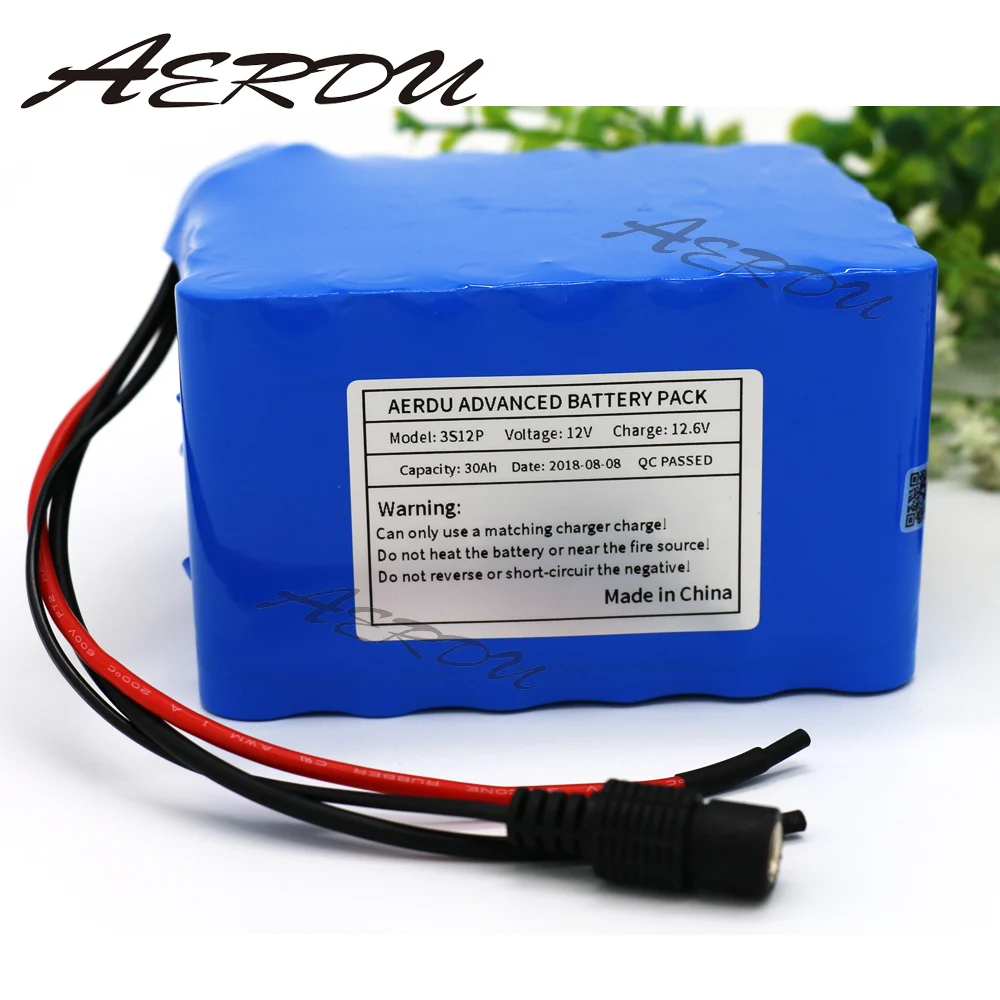 

AERDU 3S12P 12V 30Ah 11.1V 12.6V Rechargeable lithium-ion battery pack For inverter miner Hernia lamp Solar street light 60A BMS