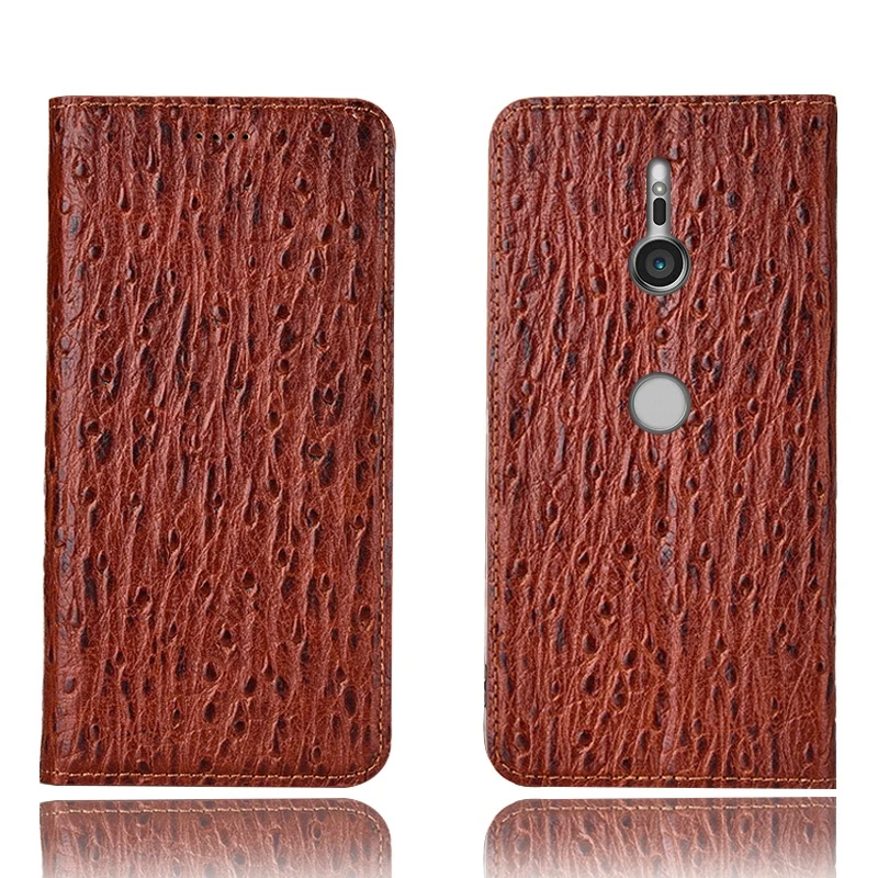 

Ostrich Pattern Genuine Leather Ultra Thin Card Slot Case For Sony Xperia XZ3/Sony Xperia XZ2 Magnetic Case Standing Cover Funda