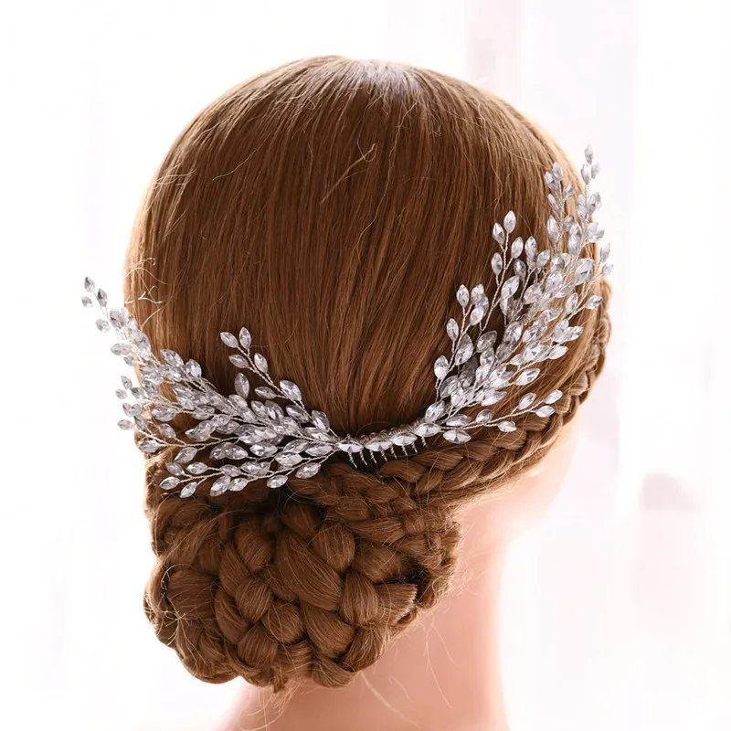 SLBRIDAL Новый ручной работы серебристый цвет прозрачный Кристалл Стразы Свадебная