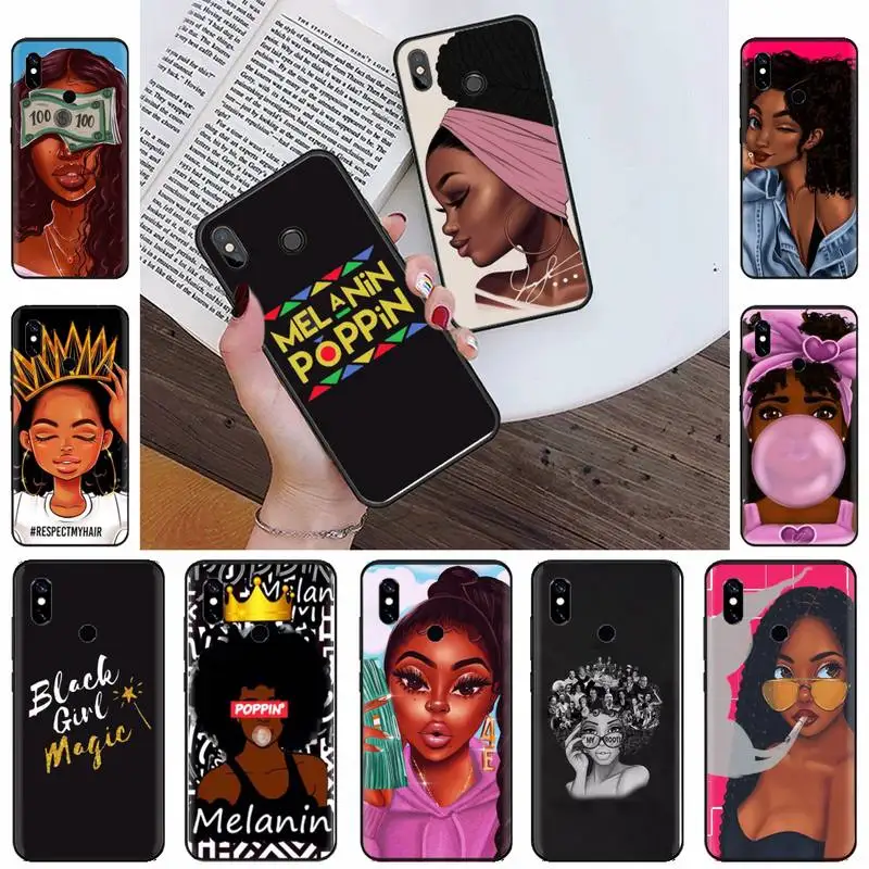

Afro Black Girl Magic Queen Luxury Phone Cover For Xiaomi Redmi Note 4 4x 5 6 7 8 pro S2 PLUS 6A PRO coque shell funda hull