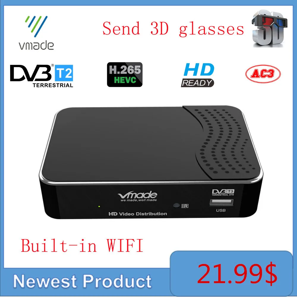 Comprar DVB T2 DVB T 1080P H.265 HEVC Digital terrestre Receptor incorporado RJ45 Red de Apoyo de Youtube de Audio HD de sintonizador de TV Receptor