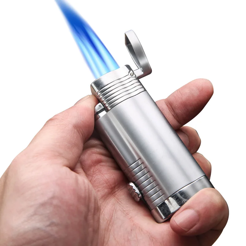 

Jobon Triple Torch Lighter 3 Jet Gas Cigar Lighter Turbo Windproof Powerful Metal Spray Gun Kitchen Pipe Flint Lighter Outdoor