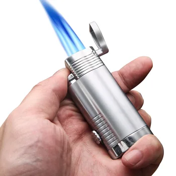

Jobon Triple Torch Lighter 3 Jet Gas Cigar Lighter Turbo Windproof Powerful Metal Spray Gun Kitchen Pipe Flint Lighter Outdoor