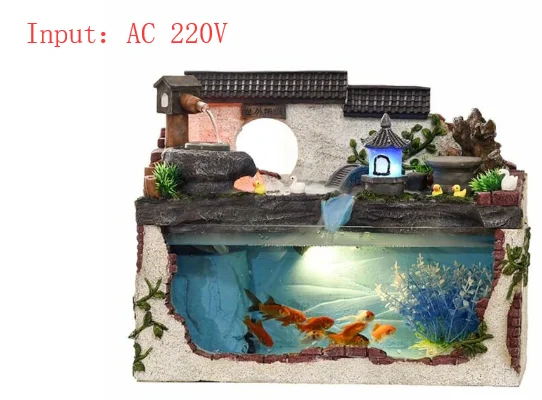 220V Аквариум для тропических рыбок резервуар чаши водяная мельница фонтан с легкий насос Искусственный завод настольный офис дом центральная часть украшения - Цвет: 220V