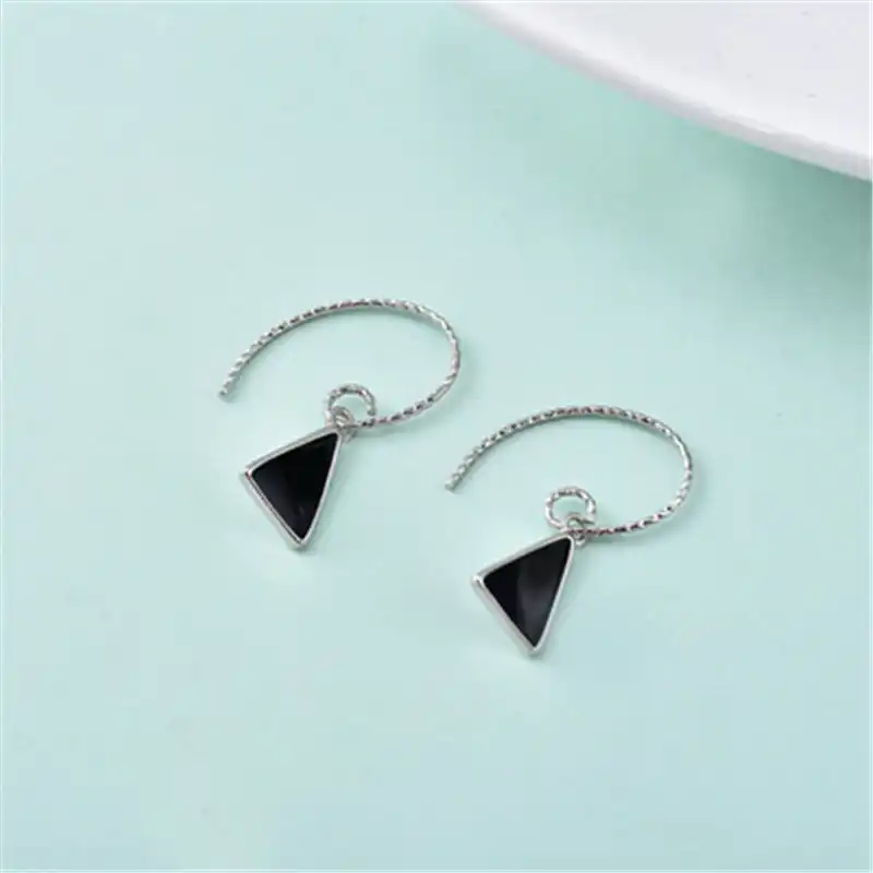 Подвески из стерлингового серебра 925 пробы простые черно-белые геометрические треугольные серьги темперамент женские модные ювелирные изд...