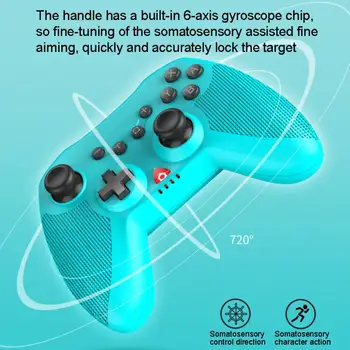 

PG-SW020 Triangle Switch Bluetooth Wireless Game Controller With Six-axis Dual Motor Vibration Burst Function Cyan