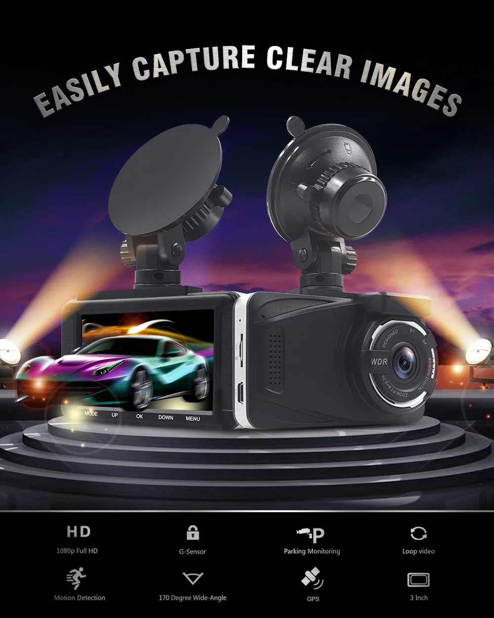 Мини Автомобильный видеорегистратор с gps H191 Full HD 1080P 3,0 дюймов с одним объективом видеорегистратор автоматический Регистратор цифровые видеорегистраторы