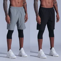2 in 1 Compression Pants Mens basketball shorts Leggings sport Running Shorts High Elastic Dry Fit Training Tights Jogging Pants 1
