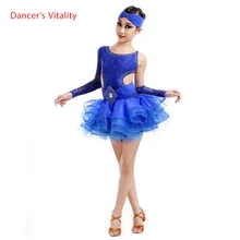 Взрослый ребенок латинский танец костюм старшие кружева односторонние рукава платье латинского танца для женщин / ребенка конкурсных платьев