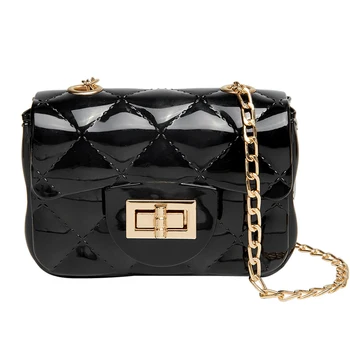 

2020 Fashion Ladies PVC Jelly Chain Bag Candy Color Mini Square Crossbody Bags for Women Diamond Lattice Shoulder Messenger Bag