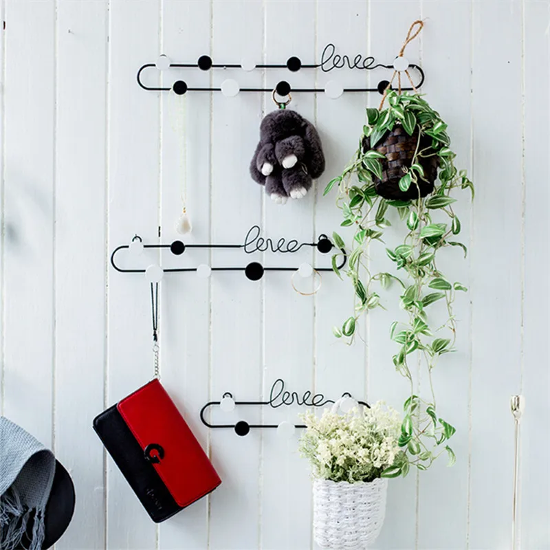 Nordic LOVE Iron Hooks Handmade Wall Hanging Practical Coats Key Receiving Decorative Hook Multifunction Home Golden Metal Racks