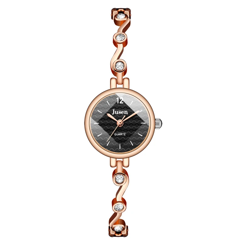 RoseBlack Reloj Mujer Relogio Feminino очаровательные женские часы-браслет Роскошные брендовые кварцевые часы для розового дизайна креативные женские часы под платье - Цвет: RoseBlack