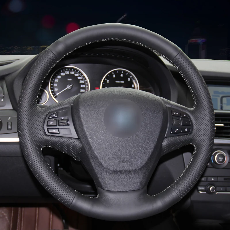 Чехлы рулевого колеса из искусственной кожи черного цвета для BMW F25 X3 2011 2012 2013 2014