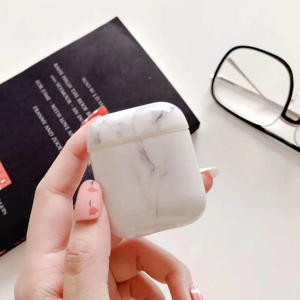 Роскошный Мраморный чехол для наушников Airpods, силиконовый чехол для наушников Airpod 2, чехол для наушников, чехол для наушников air pods