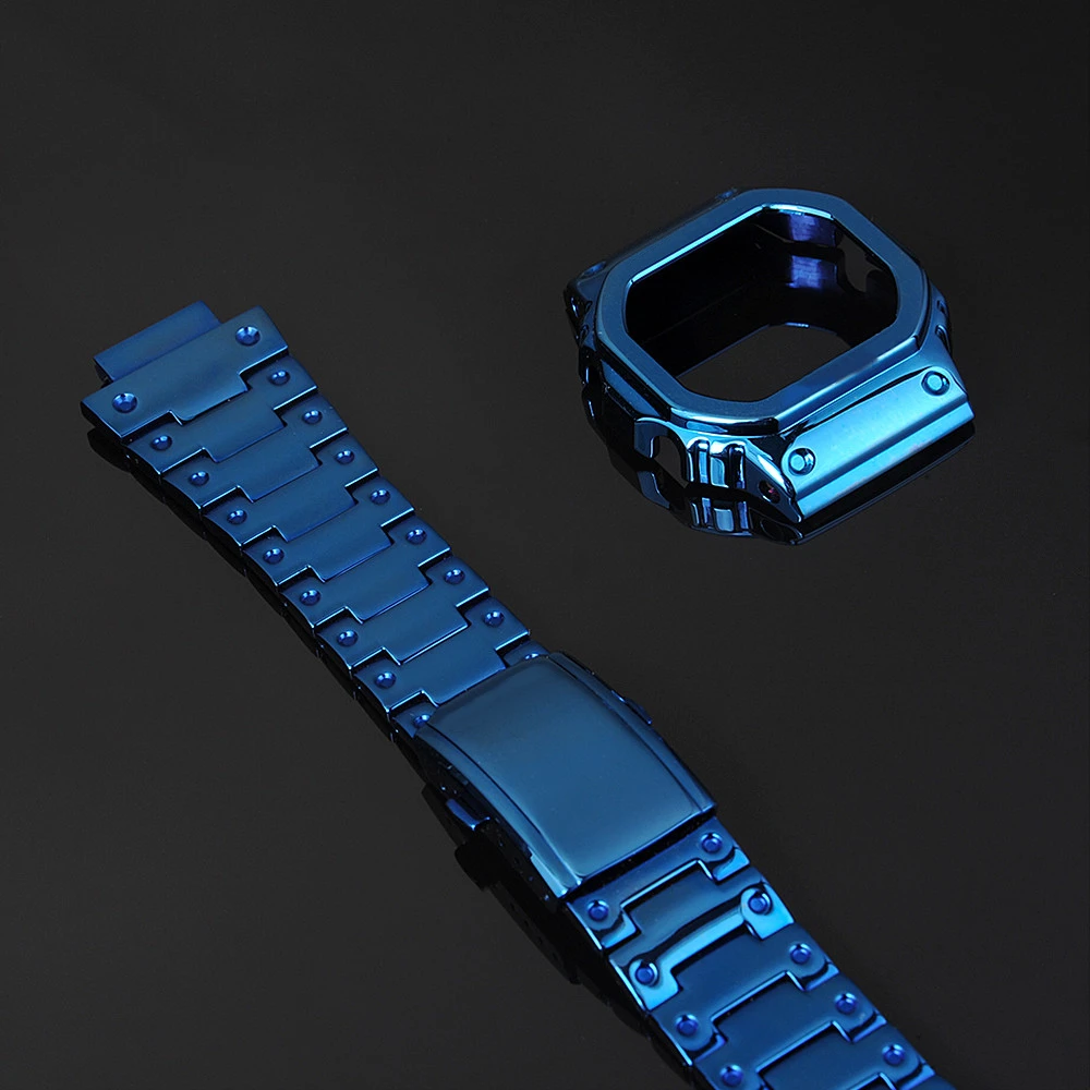 Набор голубых часов DW5600/5610 ремешок для безель/чехол 100% из нержавеющей стали