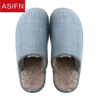 

ASIFN Men's Slippers Winter Breathable cotton Japanese Style Warm Household Lightweight Non-slip Lady Slippers Zapatos Mujer