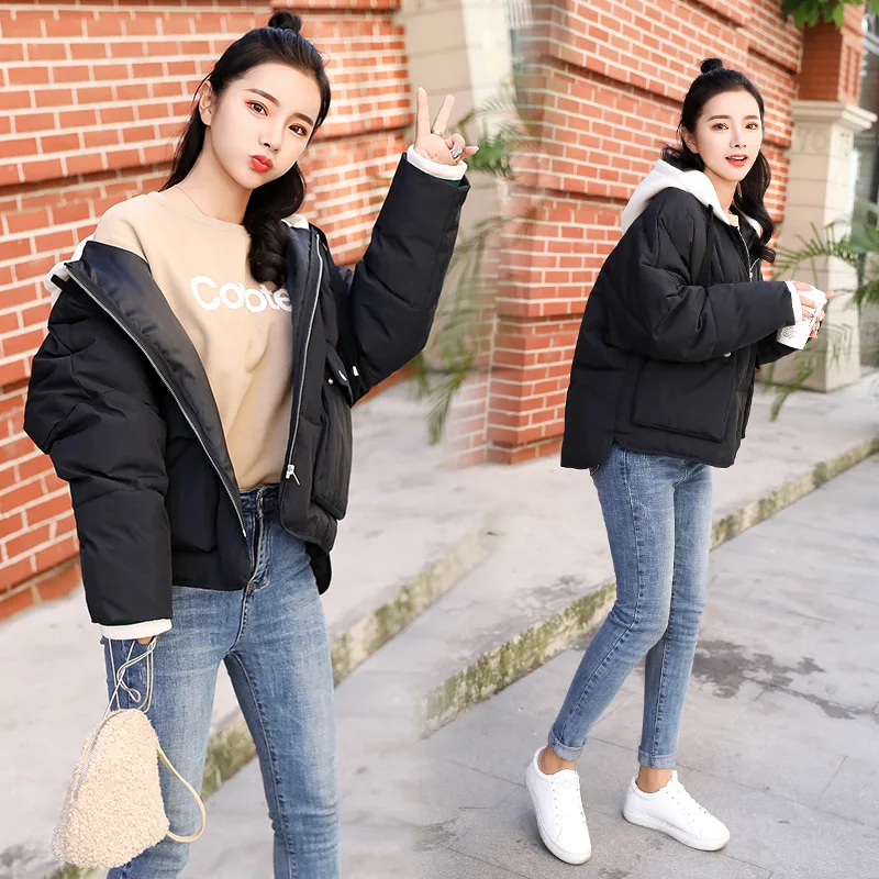 

Short Versitile Fashion Simple Cool Fashion 2019 Autumn And Winter New Style Cotton-padded Clothes Zipper Street Loose And Comfo