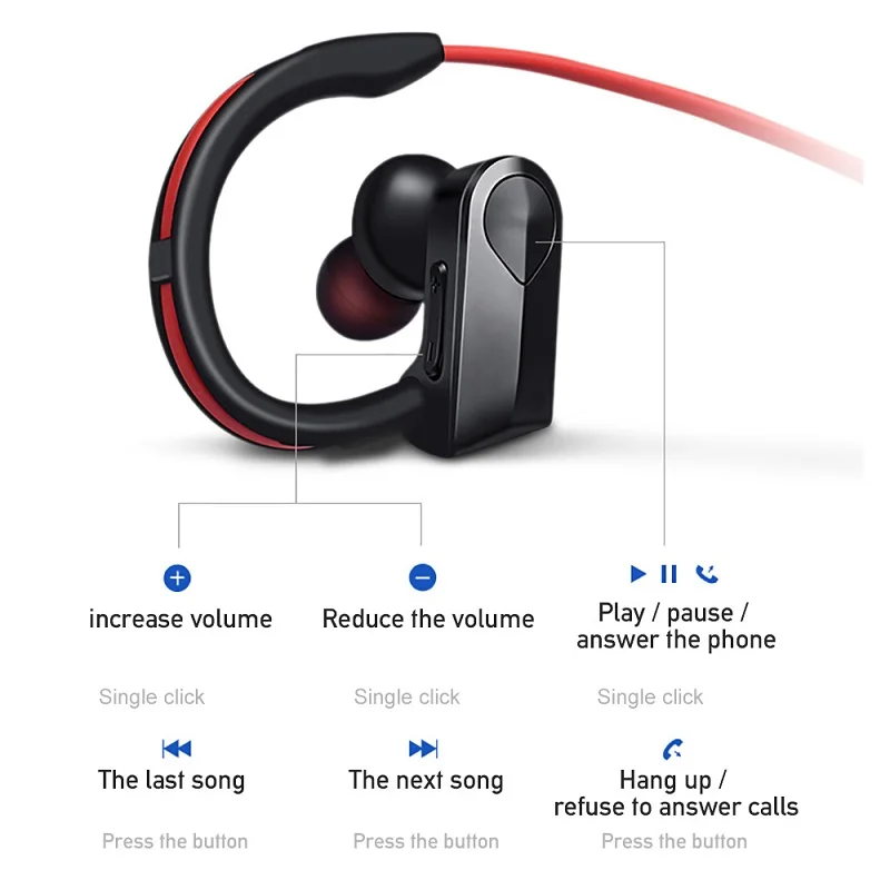 COOL DIER 5 0 Bluetooth Earphone Sports Ear Hook Noise reduction Stereo Wireless earphones With Mic For Iphone Huawei phone