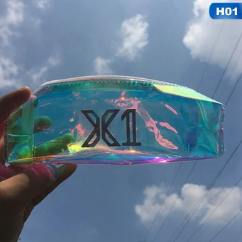 

KPOP X1 New Album Flash Stand Up Laser Transparent Coin Bag PVC Pencil Case Bag Organizer Box ONE IT QUANTUM LEAP Fans Gift