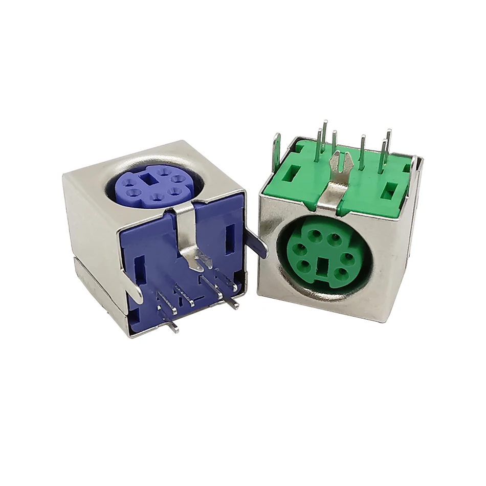 5Pcs 6 Pin PS2 Keyboard Socket Green/Purple PS2 Female Socket Jack