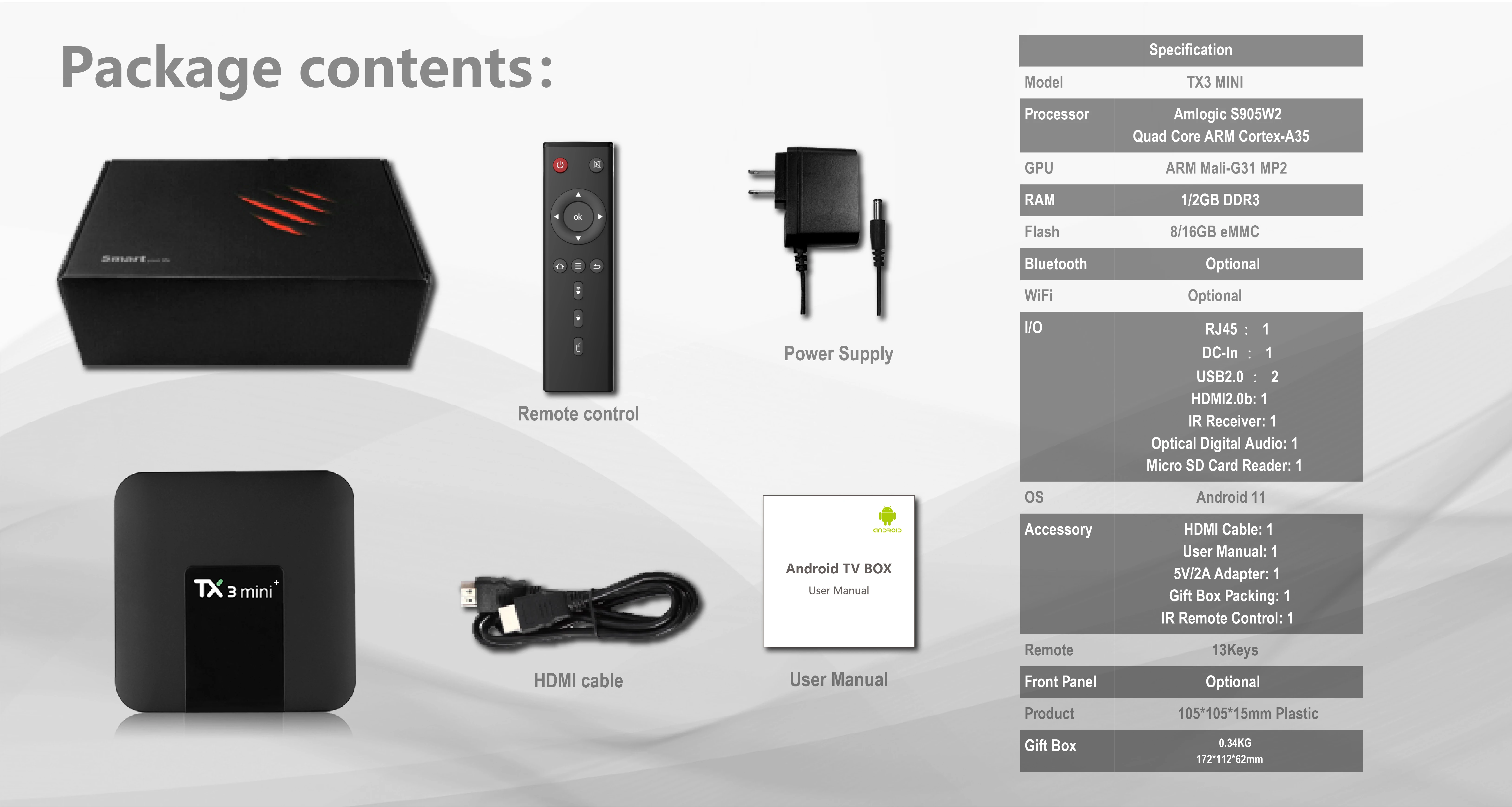 Upgraded TX3 MINI+ android tv box Amlogic S905W2 2G 16G 4G 32G Android 11 H.265 2.4G 5G Dual wifi 4K Set Top Box Media player