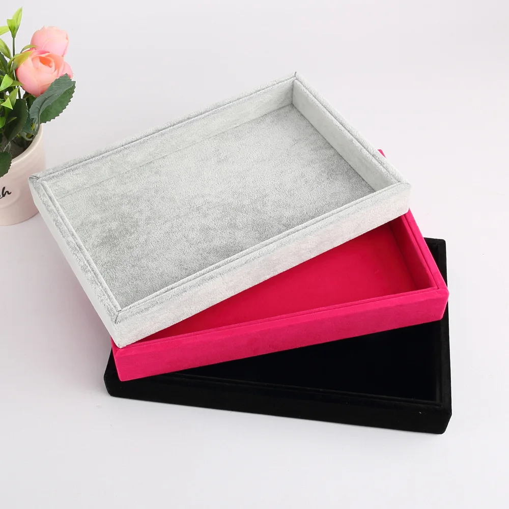 New Velvet PU Jewelry Flat Box Earring Ring Holder Stand Jewellery Case Display Covenient Charming Table Drawer Tray Organizer drawer style velvet jewelry storage box ring necklace earrings bracelets pendants packaging display rack wedding gift new