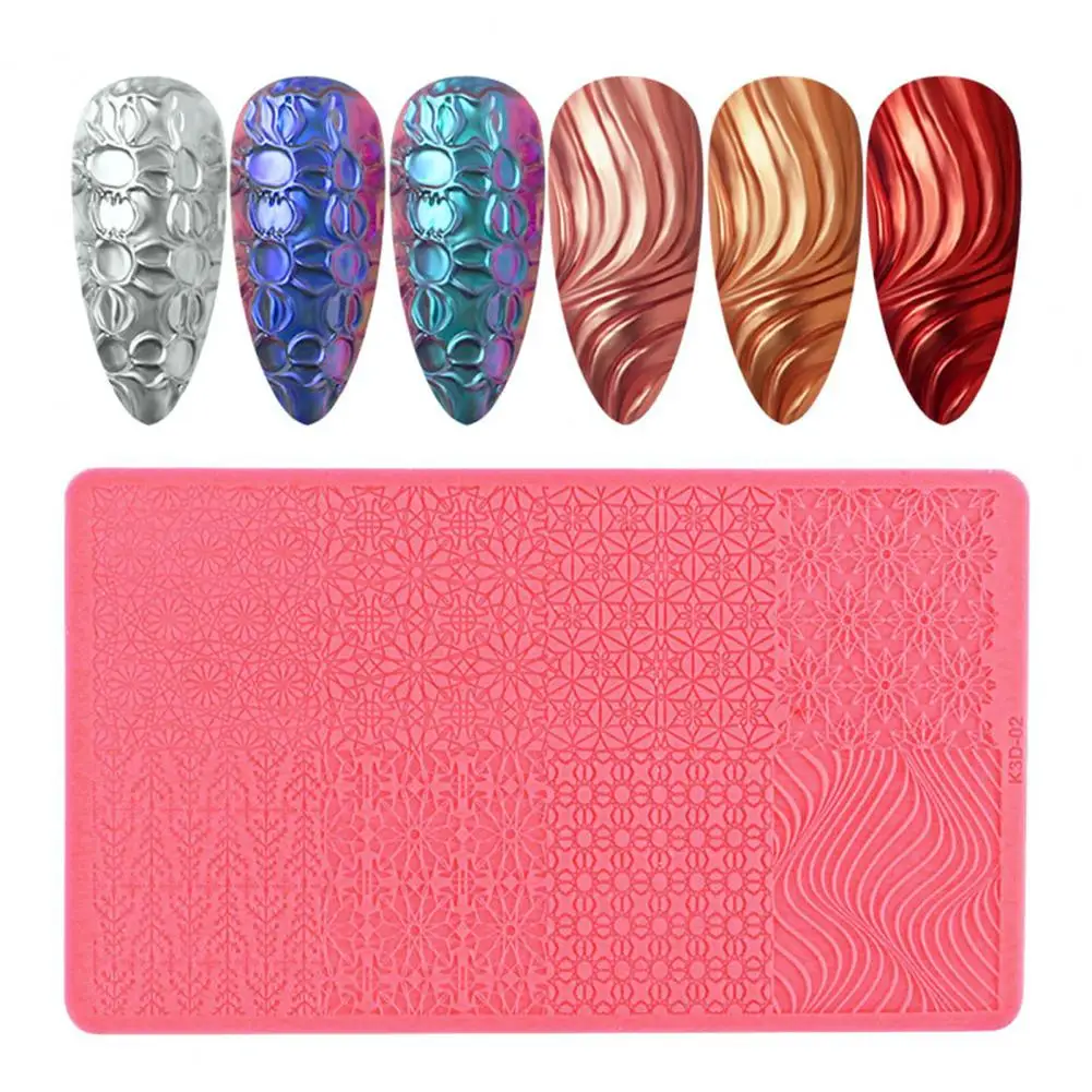 3D Nail Art Template Soft 1PC Silicone Nail Carving Molds Sculpture Stamping Stencils Manicure Decoration Accessories 3