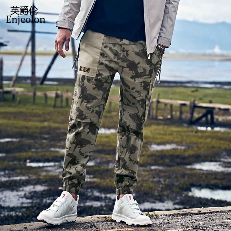 Enjeolon Camo Joggers Men Cargo Pants Mens Army Green Military Camouflage Pants Cotton Cargo Trouse