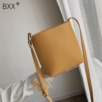 

[BXX] Women's Single Shoulder Crossbody Bag All-match Flap 2020 Summer Large Capacity Bucket Bag Laides PU Leather Package HF983