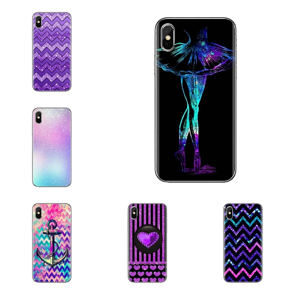 For Sony Xperia Z Z1 Z2 Z3 Z5 compact M2 M4 M5 E3 T3 XA Aqua LG G4 G5 G3 G2 Mini Purple sparkle Glitter Silicone Phone Cover Bag |