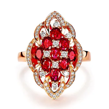 

Luxury ruby gemstones diamonds Rings for women femme rose gold color anillos mujer bague red crystal jewelry biling bijoux gift