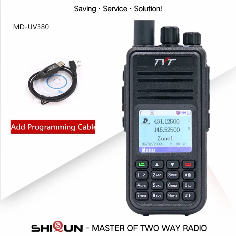 TYT MD-UV380 Цифровой рация с GPS двухдиапазонный УКВ md380 MD-390 DM-5R DM-8HX MD-380 uv 5 Вт DMR радио MD-380 с кабелем - Цвет: No GPS Plus Cable
