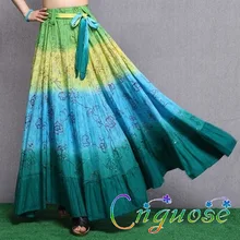 ##Special Price 2019 Bohemia Casual 100% Cotton Neon Striped Sequins Full circle dance Female Maxi Skirts With Womens designs ##Special Price 2019 Bohemia Casual 100% Cotton Neon Striped Sequins Full circle dance Female Maxi Skirts With Womens designs