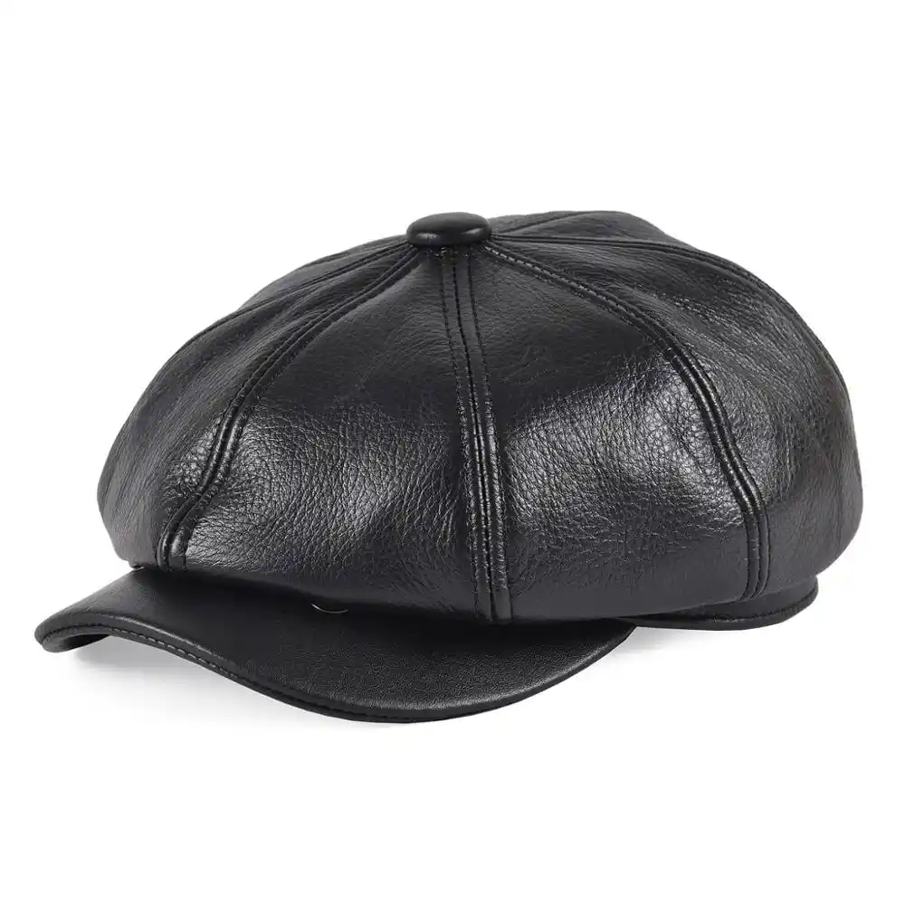 mens leather newsboy cap