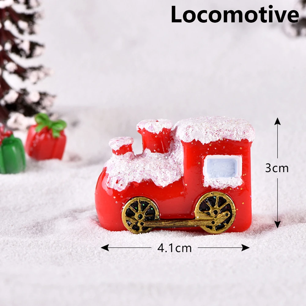 locomotive 1PC Resin Christmas Micro Landscape Ornament Miniature Carriage Deer Figurines Fairy Garden Bonsai Dollhouse Home Decor Crafts - Цвет: locomotive