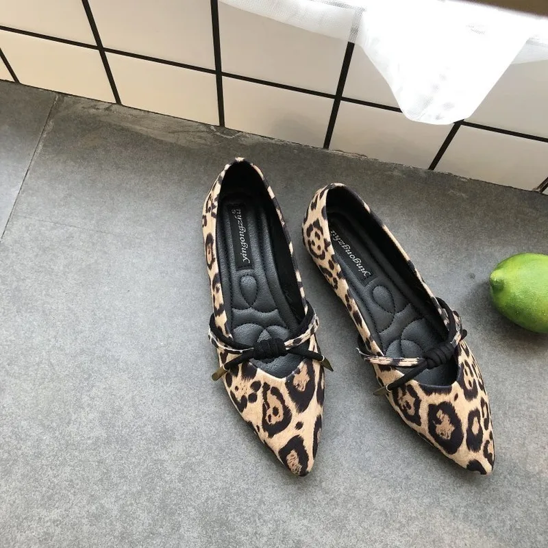 

Leopard Ballet Flats with Bow Spring Autumn Women Slip on Loafers Ladies Fordable Ballerina Flats Comfy Casual Flat Shoes J15-96