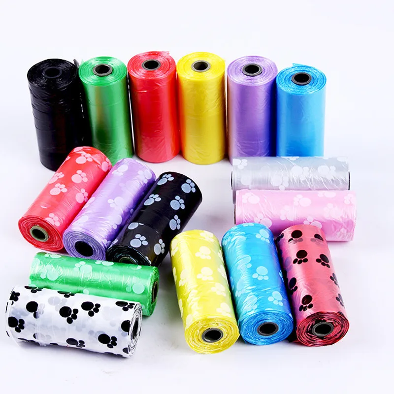 90 uds bolsas de caca de perro Pet residuos basura bolsos Color aleatorio papelera para escritorio bolsa de coche portátil al aire libre limpio mascotas suministros
