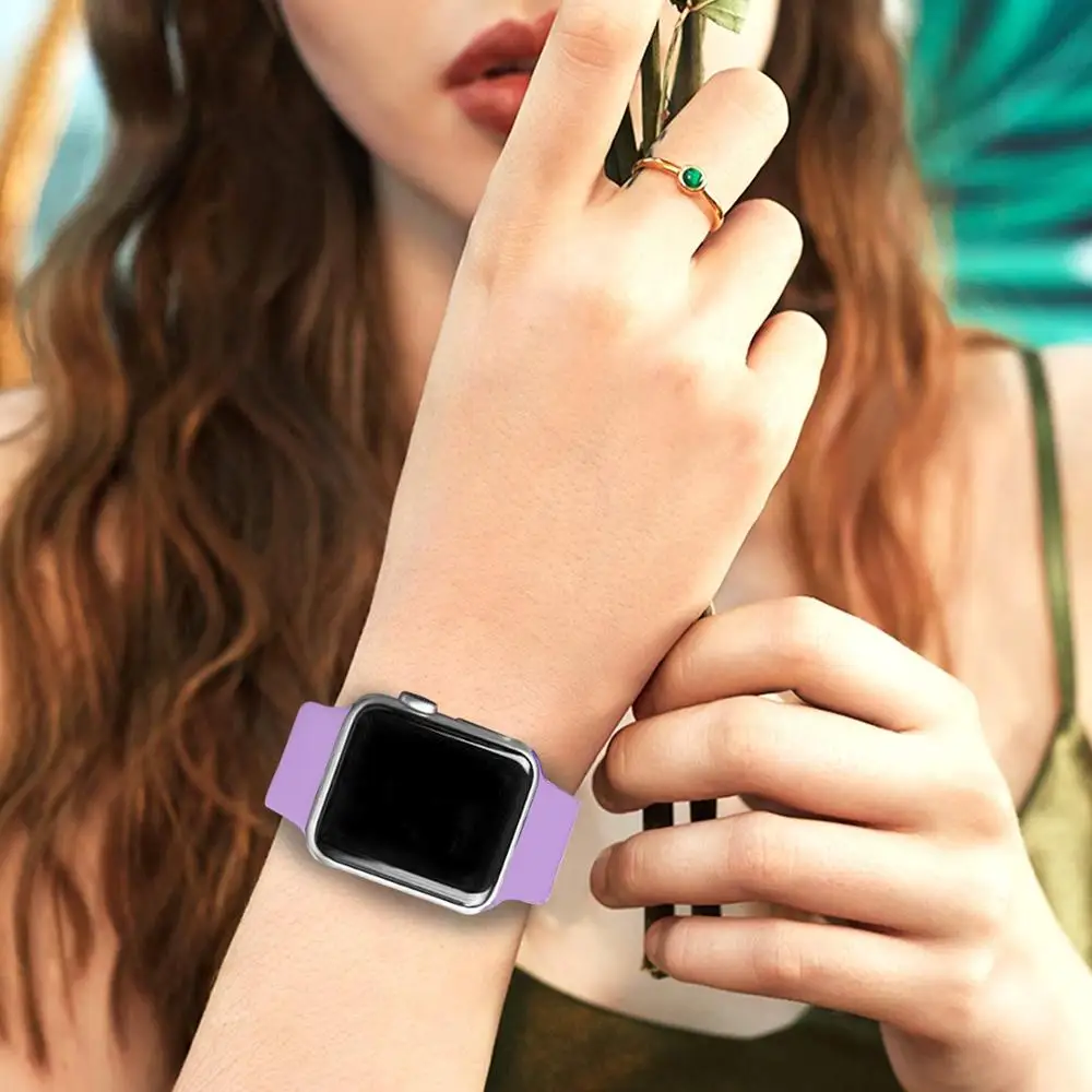 Apple Watch Band 38 мм 42 40 44 спортивный ремешок Мягкая замена для силиконового ремешка iWatch