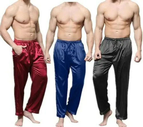 2020 Men's Classic Satin Pajamas Sleepwear Pyjamas Pants Sleep Bottoms S-XL