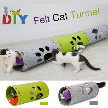 

Cat Felt Tunnel DIY Collapsible Extendable Breathable Tube for Cats Small Pet