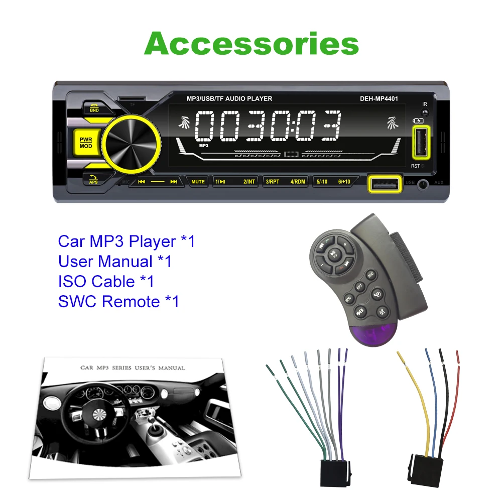 1 DIN Car Stereo Multimedia Video Player  Auto Radio FM MP3 Music USB Digital Bluetooth-Compatible Audio Multimedia MP3 Player
