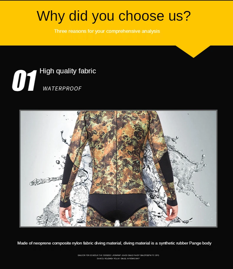 Wetsuit 3.5mm Mens  CR Neoprene Open Cell camouflage Two-piece  spearfishing diving suit winter swimsuit Unisex