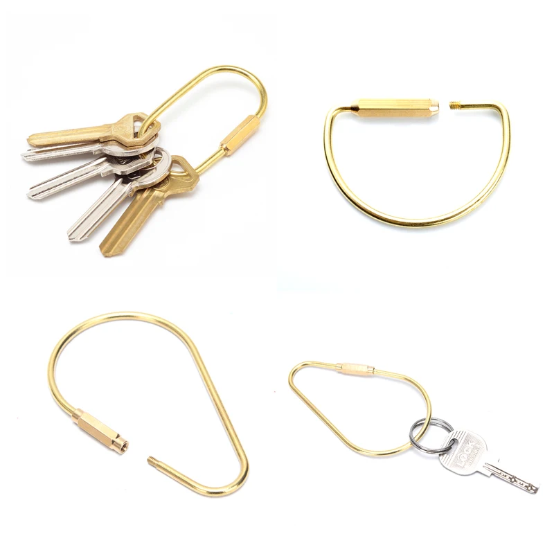 LLavero de latón con cerradura para acampar, mosquetón de supervivencia dorado, equipo de Camping, hebillas, colgadores para llaves, accesorios de anillo