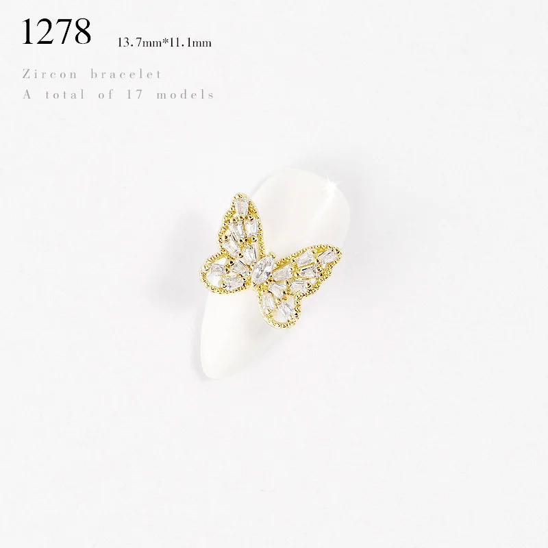 1278 FlorVida, дизайн ногтей, 3D украшения, драгоценные камни, стразы, золото, металл, стразы, дизайн с кристаллами, подвеска "когти" - Цвет: 1278
