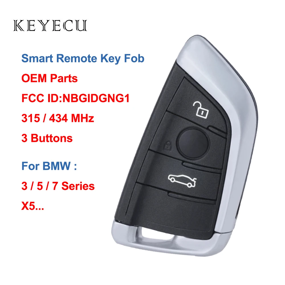

Keyecu OEM Parts Smart Remote Key Fob 315 / 433Mhz for BMW 2 3 5 7 Series X5 F45 F46 F10 F11 F07 F18 F15 F85 FCC ID: NBGIDGNG1