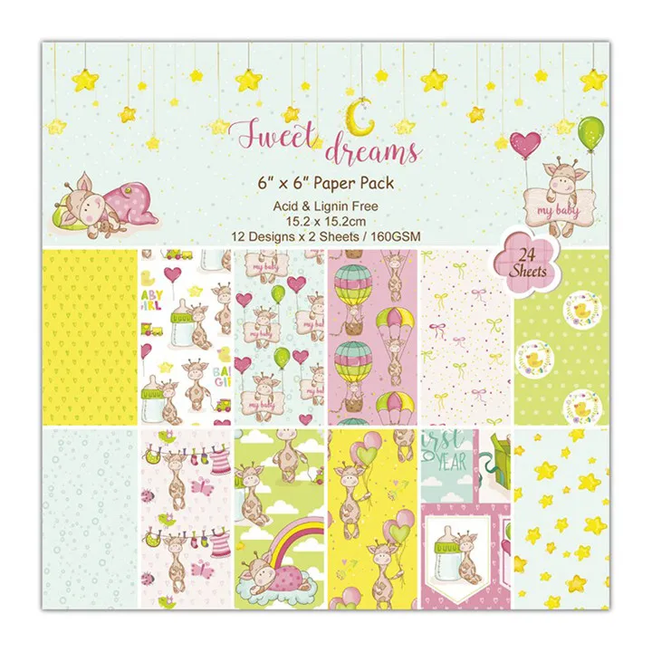 

TTLIFE 24Pcs/lot DIY Lovely Giraffe Style Scrapbooking Paper Pack of 24 Sheets Handmade Craft Paper Photo Craft Background Pad