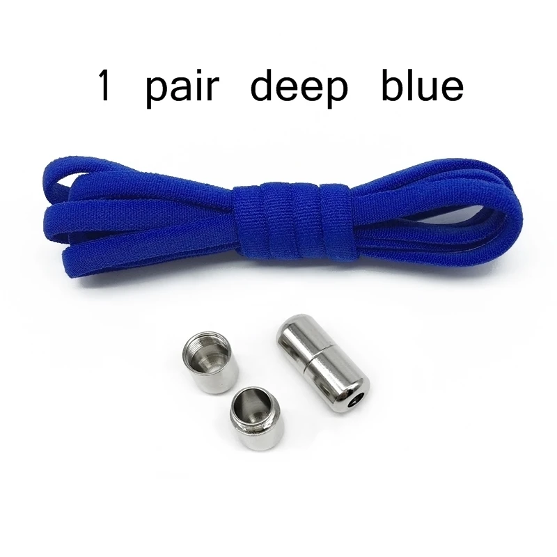1 пара эластичных шнурков без завязок, растягивающиеся круглые шнурки без шнуровки, шнурки без шнуровки, эластичные шнурки с быстрым замком, шнурки Q002 - Цвет: deep blue