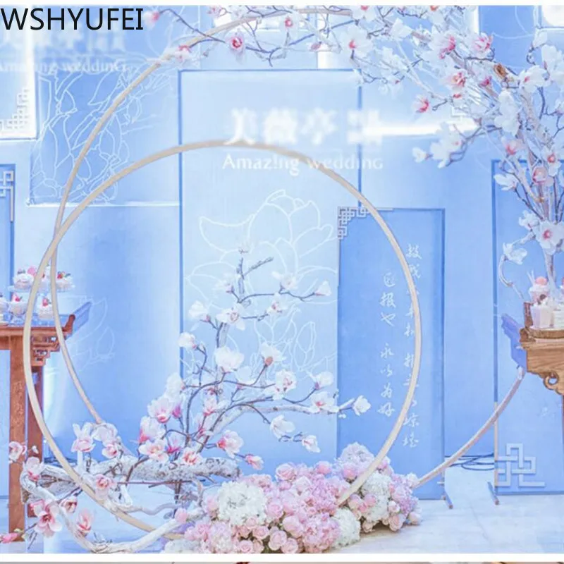Wedding Arch door Background Wrought Iron Shelf Decorative Round Party Background Shelf Flower with Frame Christmas decoration