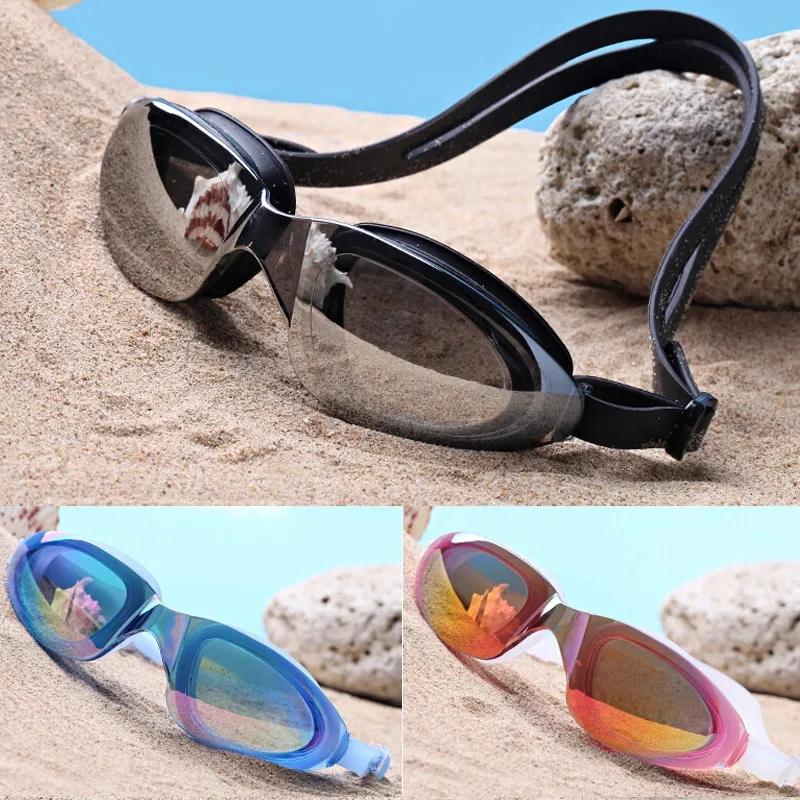 New professional Large Frame Plating Anti-fog Swim Goggles Anti-UV Glass Men's Women's eyewear swimming glasses with case Hot f3 | Спорт