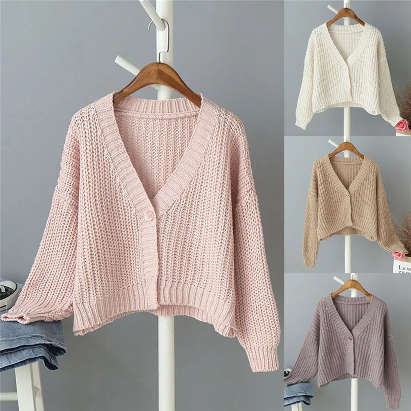One Size Cardigan Women Short Solid Sweater One Button Knitting Kimono Cardigan Long Sleeve Warm Lazy Wind Jersey Mujer 40OCT160
